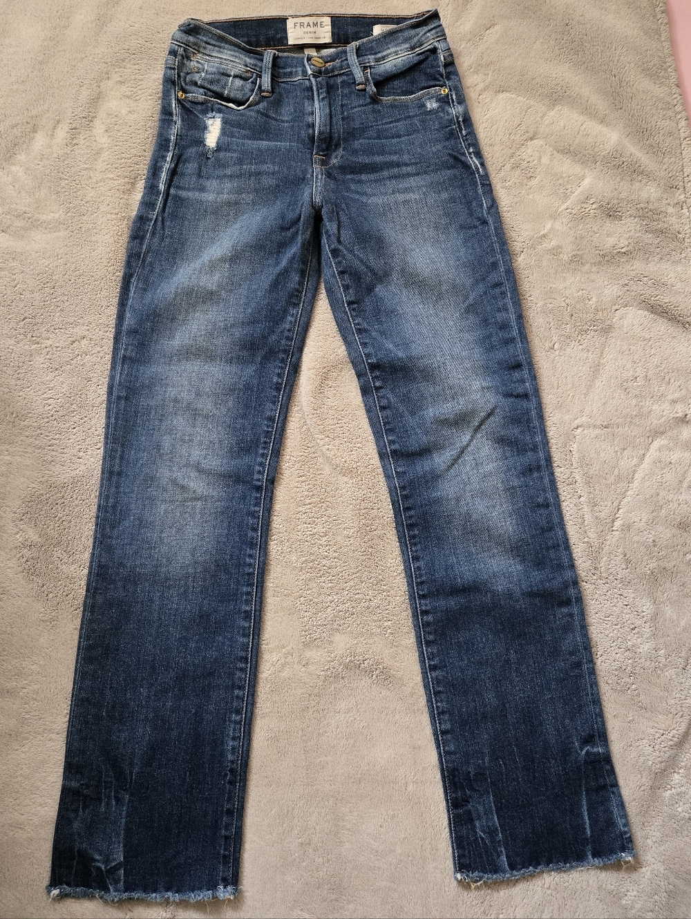 Frame Denim Dark Blue Le High Straight Jeans